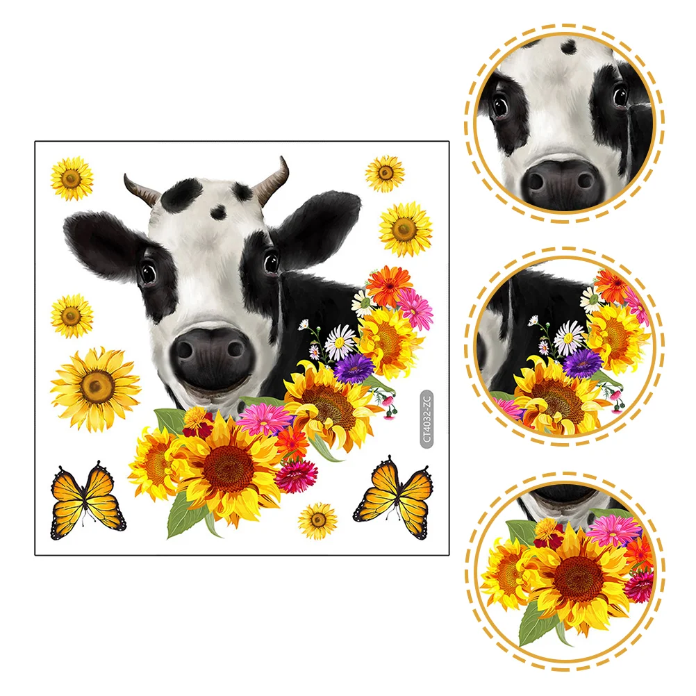 

Cow Sunflower Stickers Adhesive Wall Paper Delicate Wallpaper Peel Decal PVC Wallpapers