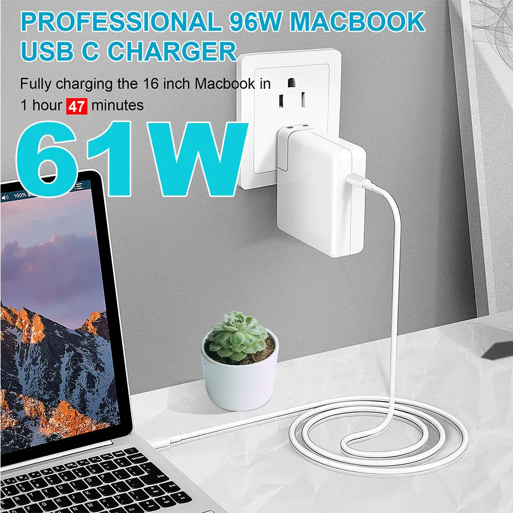 61W 20V 3.25A Power Laptop Adapter Fast Charging Block for Macbook Pro Huawei Matebook HP DELL XPS Notebook Phone 2M USB C Cable 
61W 20V 3.25A Power Laptop Adapter Fast Charging Block for Macbook Pro Huawei Matebook HP DELL XPS Notebook Phone 2M USB C Cable