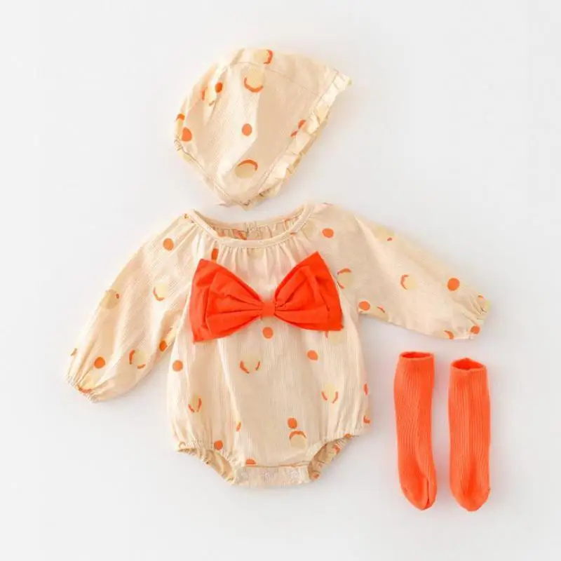 Infant Girls Fashion Cartoon Pattern Print Cute Big Bow Long Sleeve Jumpsuit One-piece Bodysuit + Hats 2022 Newborn Clothes
Infant Girls Fashion Cartoon Pattern Print Cute Big Bow Long Sleeve Jumpsuit One-piece Bodysuit + Hats 2022 Newborn Clothes