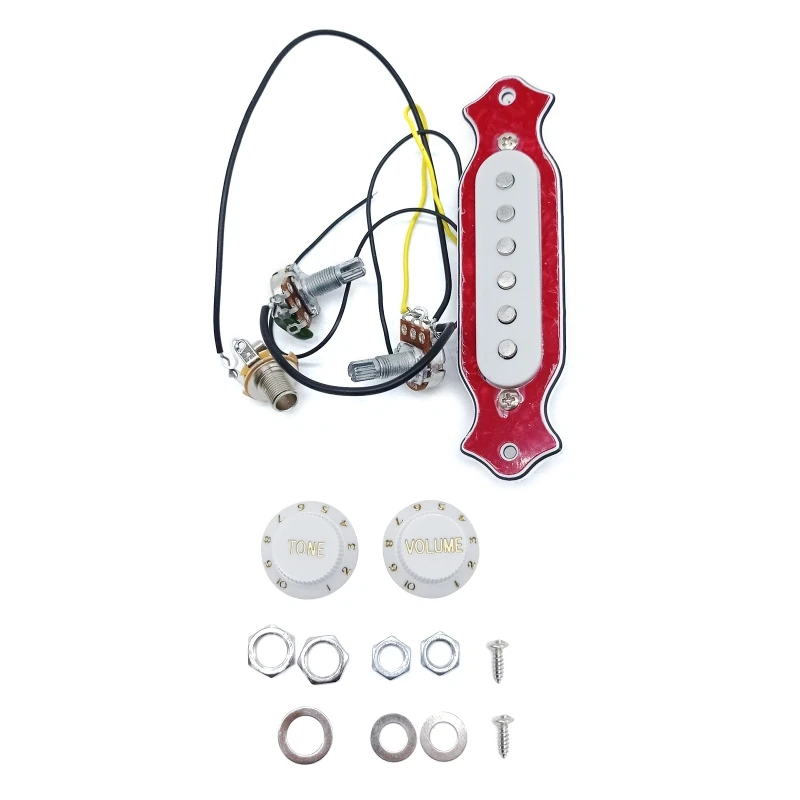 Pre-wired 6 String Electric Cigar Box Guitar Magnetic Soundhole Pickup with Volume Tone Control Knob White Guitar Parts
Pre-wired 6 String Electric Cigar Box Guitar Magnetic Soundhole Pickup with Volume Tone Control Knob White Guitar Parts