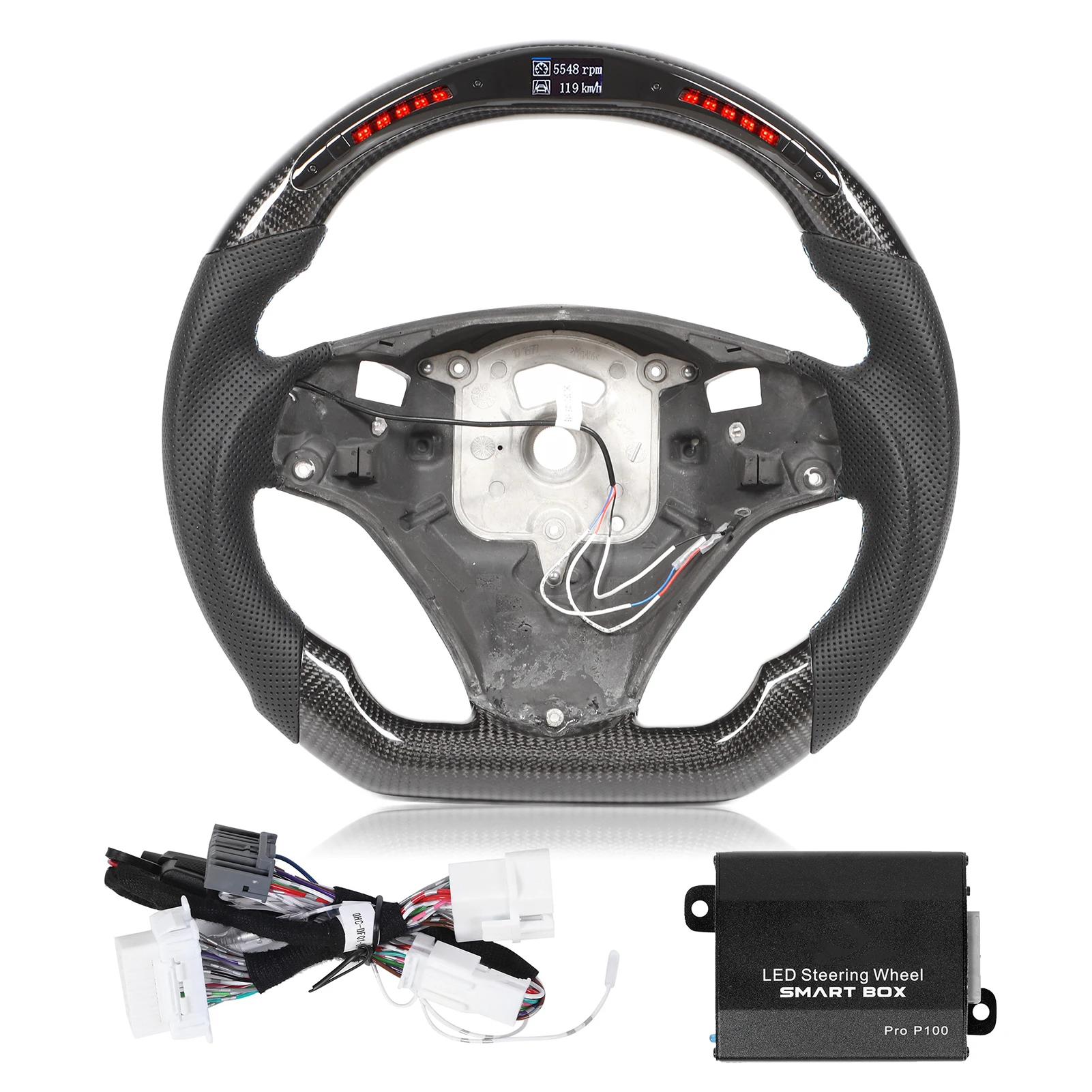 Carbon Fiber LED Display Shift Lights Steering Wheel Replacement for M3 E90 E92 E93 DCT 2007‑2013
Carbon Fiber LED Display Shift Lights Steering Wheel Replacement for M3 E90 E92 E93 DCT 2007‑2013