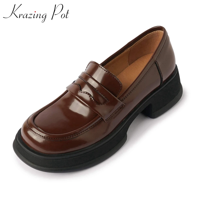 Krazing Pot Hot Seller Cow Split Leather Round Toe All-match Med Heel Spring Loafers Shoes Slip on Preppy Style Cozy Women Pumps
Krazing Pot Hot Seller Cow Split Leather Round Toe All-match Med Heel Spring Loafers Shoes Slip on Preppy Style Cozy Women Pumps