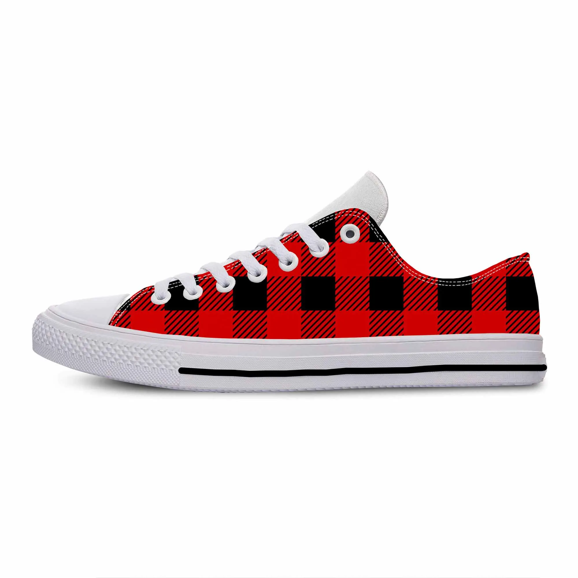 

Hot Buffalo Plaid Check Scottish Tartan Aesthetic Casual Cloth Shoes Low Top Breathable Lightweight 3D Print Men Women Sneakers