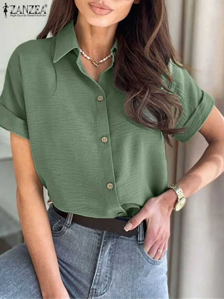 ZANZEA Oversized Solid Women Shirt Summer Lapel Short Sleeve Baggy Blouse Elegant Casual Office OL Home Wear High Low Tops 2022
ZANZEA Oversized Solid Women Shirt Summer Lapel Short Sleeve Baggy Blouse Elegant Casual Office OL Home Wear High Low Tops 2022