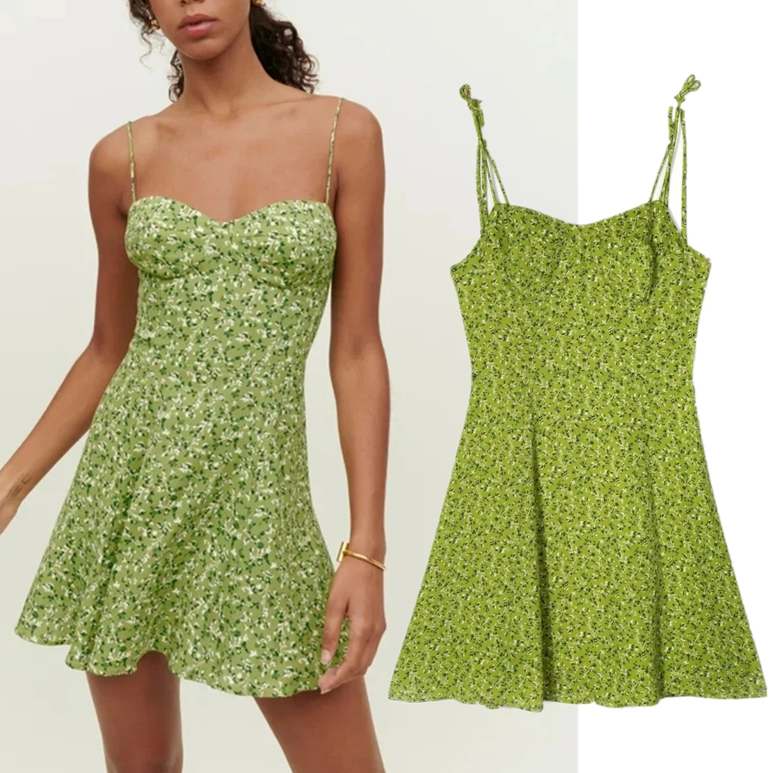 Dave&Di Indie Folk French Style Green Floral Print Spaghetti Strapless Sexy Mini Dress Women Summer Dress
Dave&Di Indie Folk French Style Green Floral Print Spaghetti Strapless Sexy Mini Dress Women Summer Dress