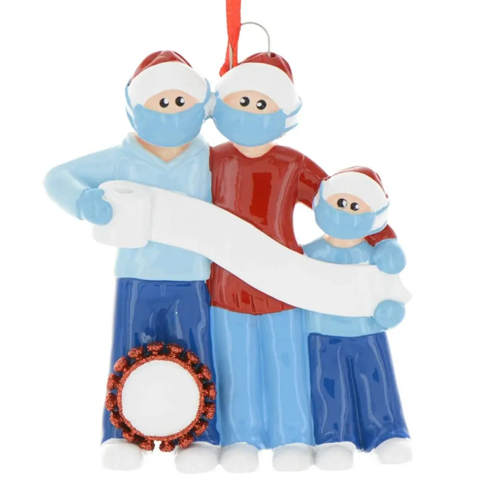 

2020 Quarantine Christmas Party Decoration Gift Santa Claus With Mask Personalized Hanging Ornament Pandemic -social Distancing