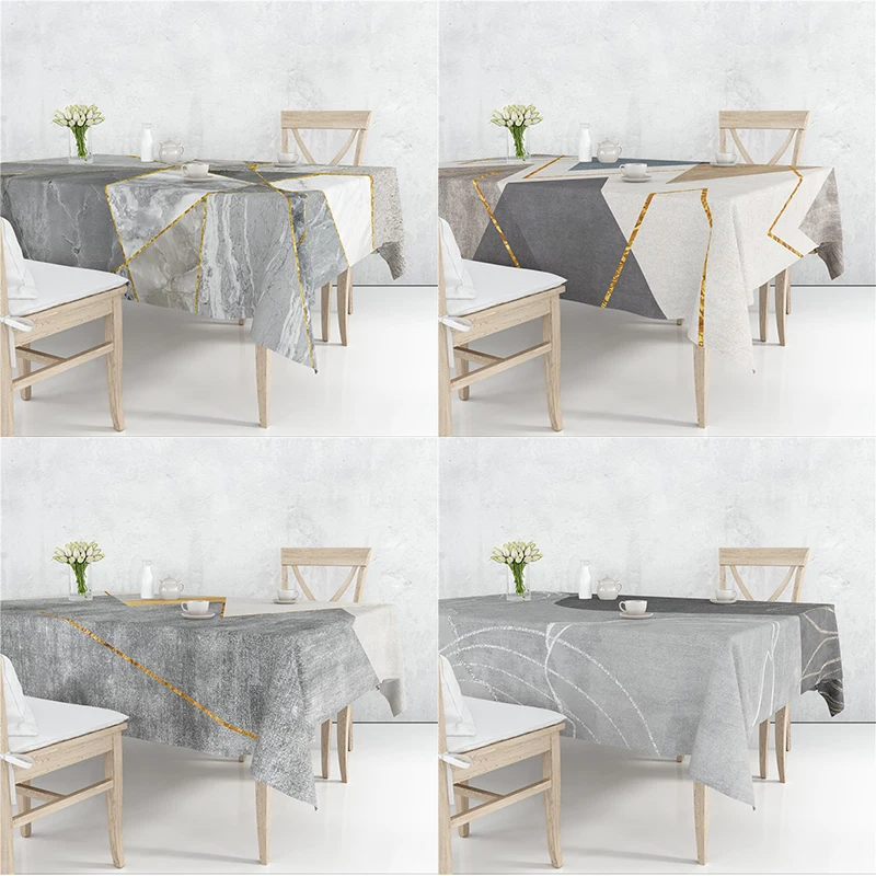 

Simple Gray Triangle Rhombus Flax Tablecloth Table Dustproof Cover Heat Resistant Kitchen Dining Room Decoration Multiple Sizes