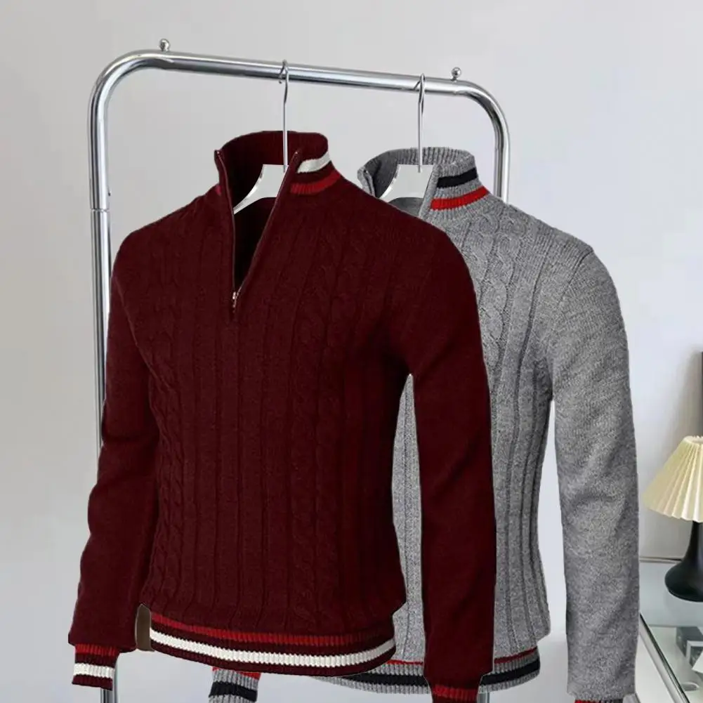 Turtleneck Long Sleeves Zipper Collar Pullover Sweater Men Spring Autumn Patchwork Color Twist Sweater Jumper Streetwear
Turtleneck Long Sleeves Zipper Collar Pullover Sweater Men Spring Autumn Patchwork Color Twist Sweater Jumper Streetwear
