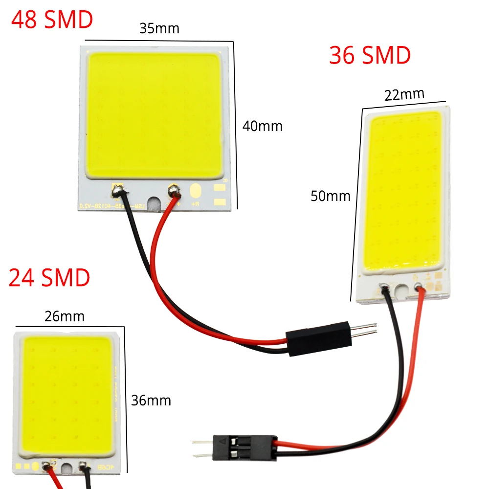 Белый Красный Синий T10 W5w Cob 24SMD 36SMD 48SMD Автомобильная светодиодная лампа для клиренса и регистрации, автомобильная внутренняя чтения лампа багажника Festoon Light on.