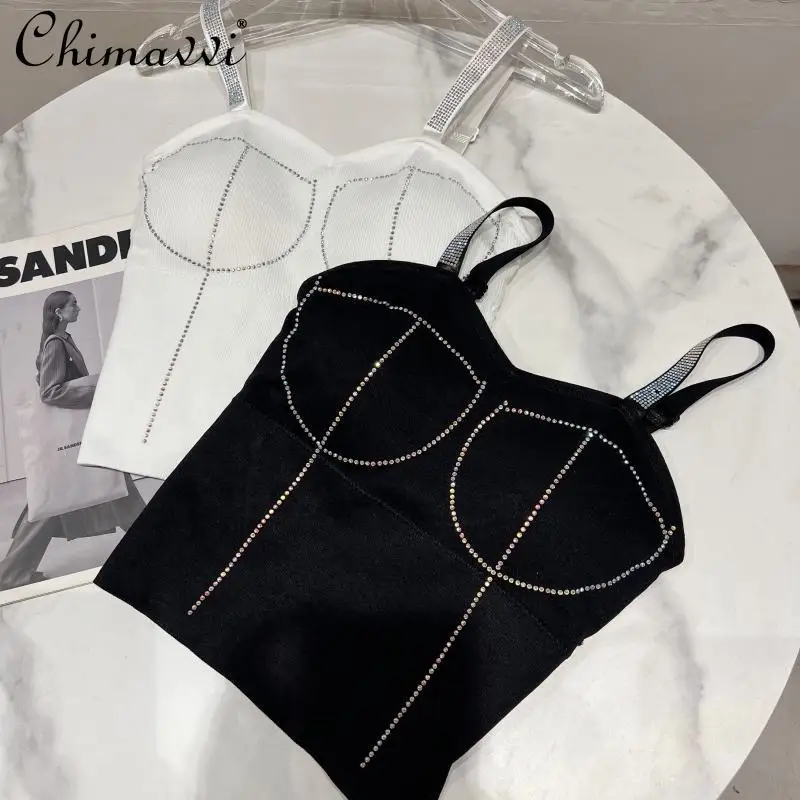 Women's Fashion Diamond Shoulder Strap Chest Pad Sling 2022 Summer New All-Matching Slim-Fit Short Crop-Top for Ladies
Women's Fashion Diamond Shoulder Strap Chest Pad Sling 2022 Summer New All-Matching Slim-Fit Short Crop-Top for Ladies