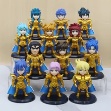 6pcs/set Anime Gold Saint Seiya Virgo Aquarius Aries Pisces PVC Action Figure Collectible Model Toy 10cm