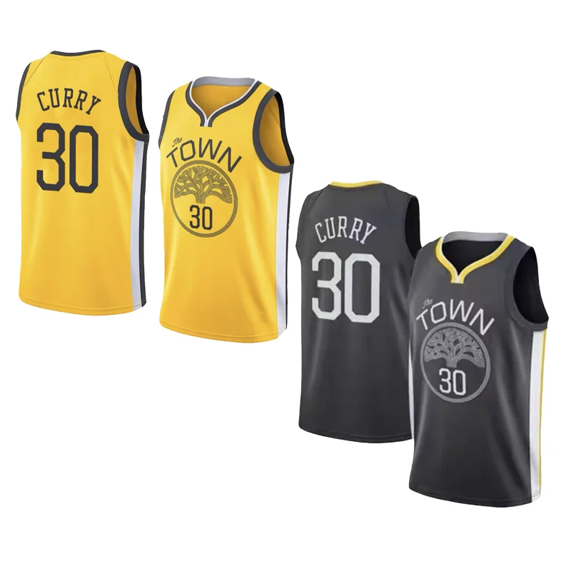 

2018 Golden State Warriors Rewards Edition Steve Curry Black and Yellow #30 Basketball Jersey American Custom Uniforms