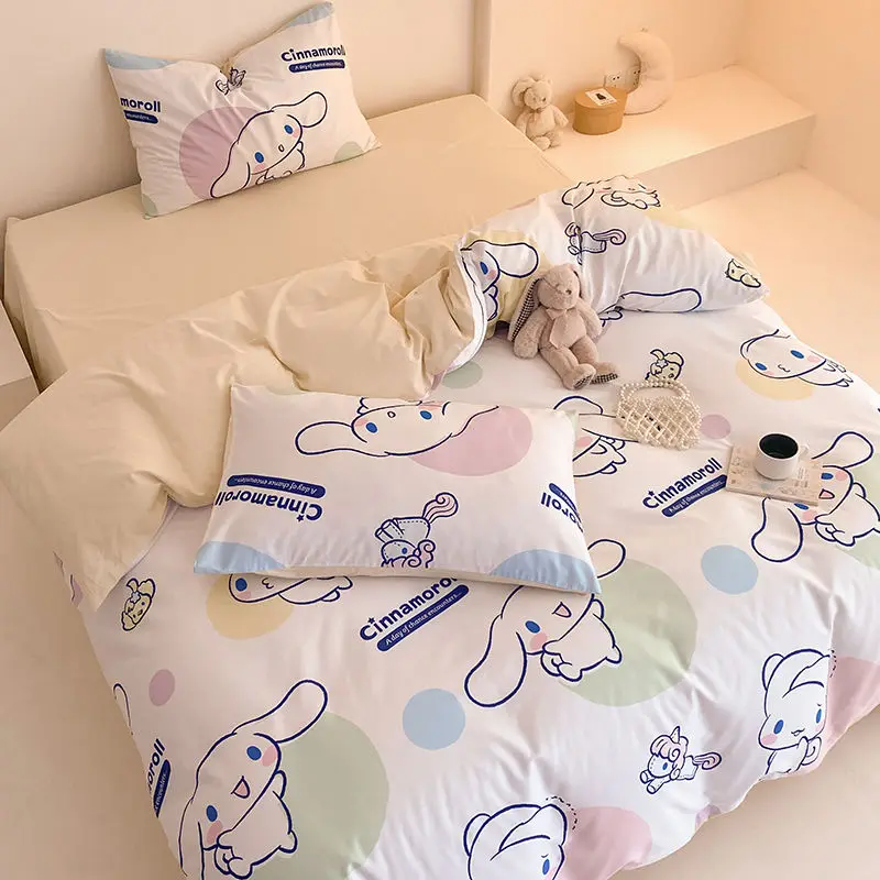 Sanrios Kawaii Soft Bedding Kuromi Cinnamorol Cartoon Cotton Student Home four-piece set Bed Sheet Quilt Cover Bed Accessories
Sanrios Kawaii Soft Bedding Kuromi Cinnamorol Cartoon Cotton Student Home four-piece set Bed Sheet Quilt Cover Bed Accessories