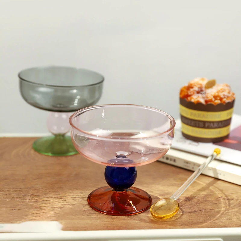 

Бокал из витражного стекла, десертная чаша для мороженого, прозрачная термостойкая чашка для фруктов, салатов, боросиликатного стекла