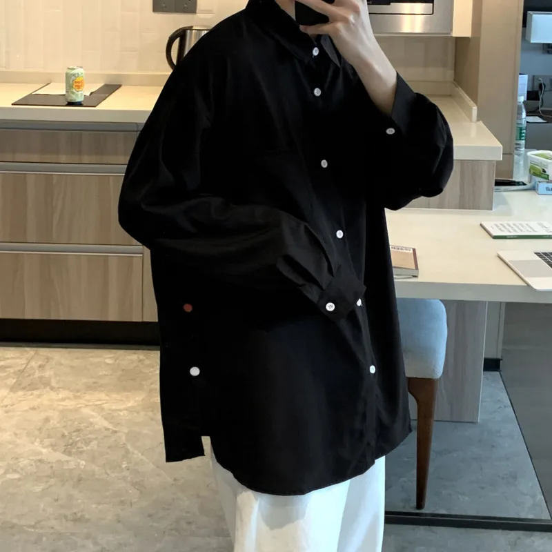 Spring Black/White Shirt Men Fashion Society Mens Dress Shirt Korean Loose Long Sleeve Shirt Men Button Casual Shirt M-2XL
Spring Black/White Shirt Men Fashion Society Mens Dress Shirt Korean Loose Long Sleeve Shirt Men Button Casual Shirt M-2XL