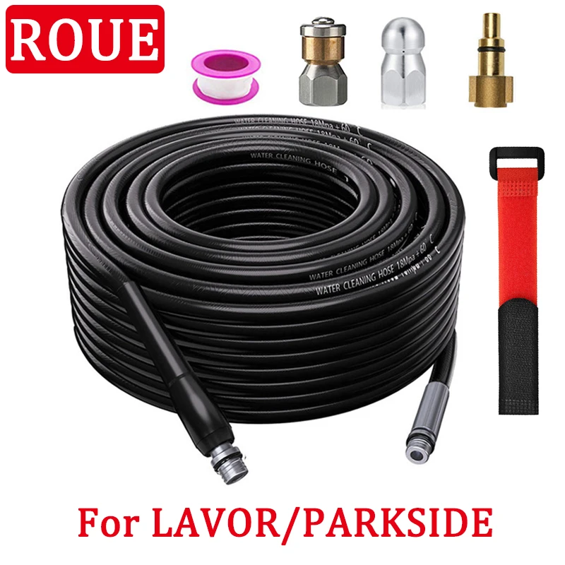 

6~20M Hose for Lavor High Pressure Washer Drain Car Cleaning Extension Button and Rotating Sewer Jetting Nozzle Cleaning Tools