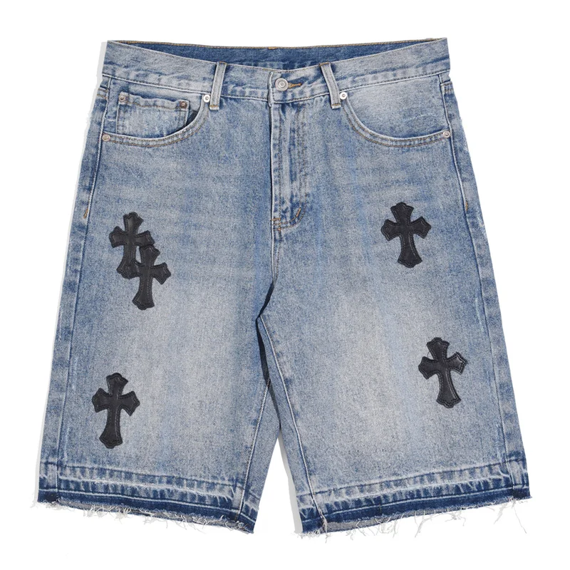 2022 Hip Hop Streetwear Denim Shorts Cross Embroidery Harajuku Gothic Jeans Pants Summer Vintage Washed Casual Baggy Shorts
2022 Hip Hop Streetwear Denim Shorts Cross Embroidery Harajuku Gothic Jeans Pants Summer Vintage Washed Casual Baggy Shorts