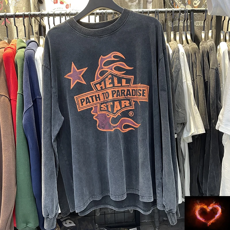 Hellstar Long-sleeved T-shirt Washed To Do Old Letter Portrait Print Couple Casual Daily All-match Men Women Crew Neck Tops
Hellstar Long-sleeved T-shirt Washed To Do Old Letter Portrait Print Couple Casual Daily All-match Men Women Crew Neck Tops