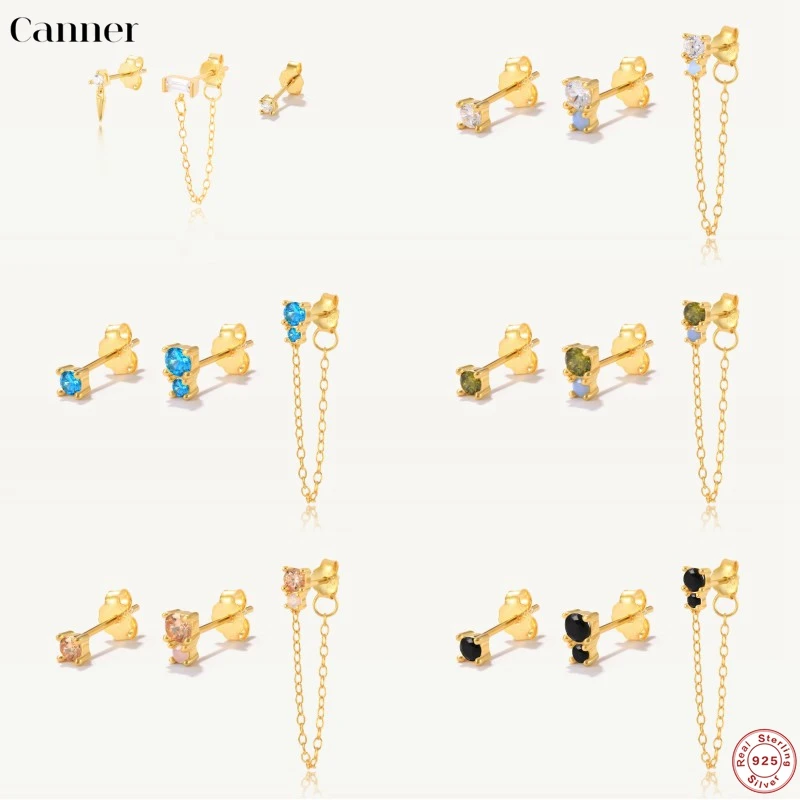 CANNER 1set Earrings for Women Real 925 Sterling Silver Asymmetrical Fringe Zircon Ear Studs Earrings For Women Piercing Jewelry
CANNER 1set Earrings for Women Real 925 Sterling Silver Asymmetrical Fringe Zircon Ear Studs Earrings For Women Piercing Jewelry