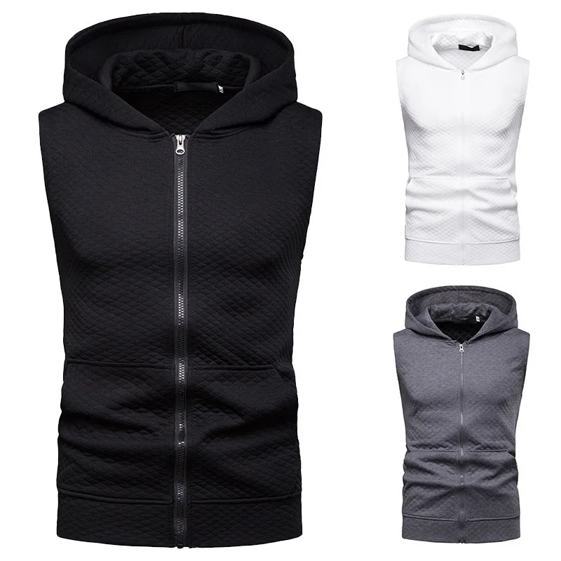 Summer new men's fashion sleeveless hooded diamond zipper short-sleeved hip-hop sports t-shirt vest
Summer new men's fashion sleeveless hooded diamond zipper short-sleeved hip-hop sports t-shirt vest