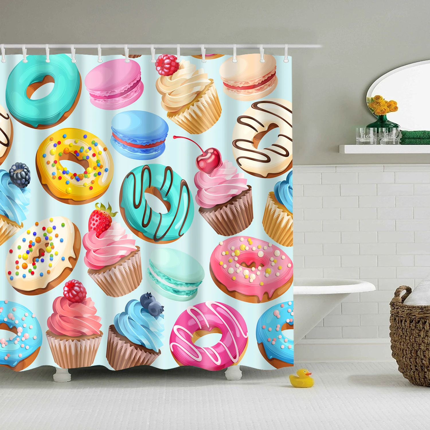 Sweets Fabric Shower Curtain with Hooks Cupcake Donut Pastry Dessert Cake Macaron Cream Bake Chocolate Ornament
Sweets Fabric Shower Curtain with Hooks Cupcake Donut Pastry Dessert Cake Macaron Cream Bake Chocolate Ornament