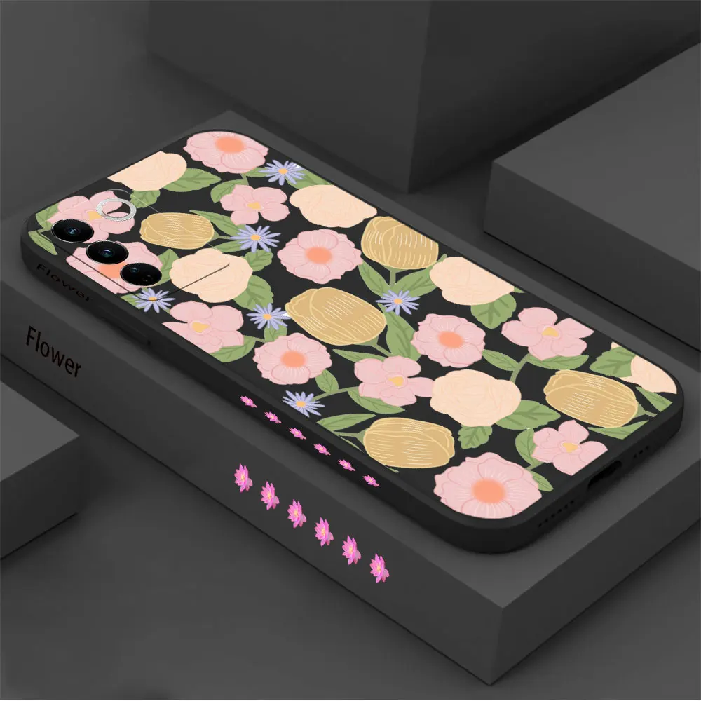 

Retro Rose Flower Case For VIVO S16 S16E S15 S15E S12 S10 S10E S9 S9E S7 S6 S5 S1 V23 V21 V20 V15 T2X T1 S7T V23E PRO 5G Cover