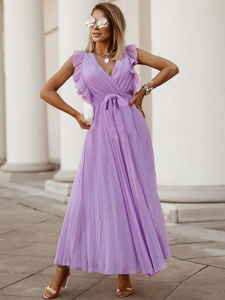 White Chiffon Long Dress Women 2022 Summer Fashion Ruffles Sleeve High Waist Pleated Maxi Dress Ladies Sexy V-Neck Party Dresses
White Chiffon Long Dress Women 2022 Summer Fashion Ruffles Sleeve High Waist Pleated Maxi Dress Ladies Sexy V-Neck Party Dresses