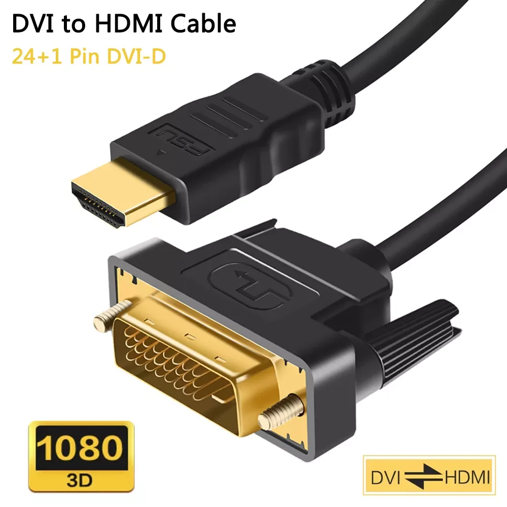 HDMI-compatible to DVI Cable 1080P 3D DVI to HDMI-compatible Cable DVI-D 24+1 Pin Adapter Cables Gold Plated for TV BOX DVD 1 2M
HDMI-compatible to DVI Cable 1080P 3D DVI to HDMI-compatible Cable DVI-D 24+1 Pin Adapter Cables Gold Plated for TV BOX DVD 1 2M