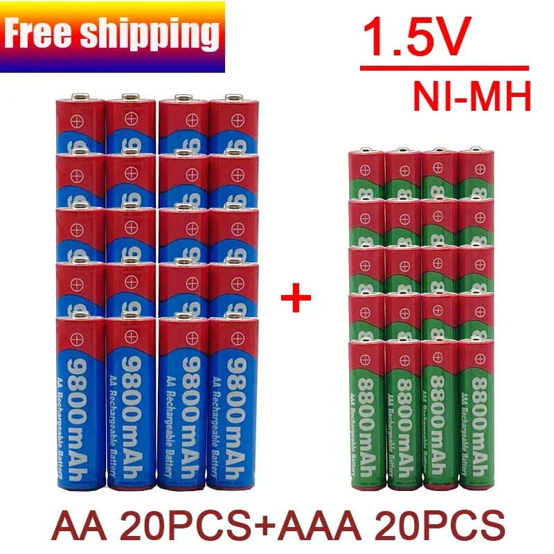 

Free Shipping AA+AAA Rechargeable Battery, 1.5V 9800 MAH /8800 MAH, Suitable for Remote Control, Toys, Clocks, Radios and Other