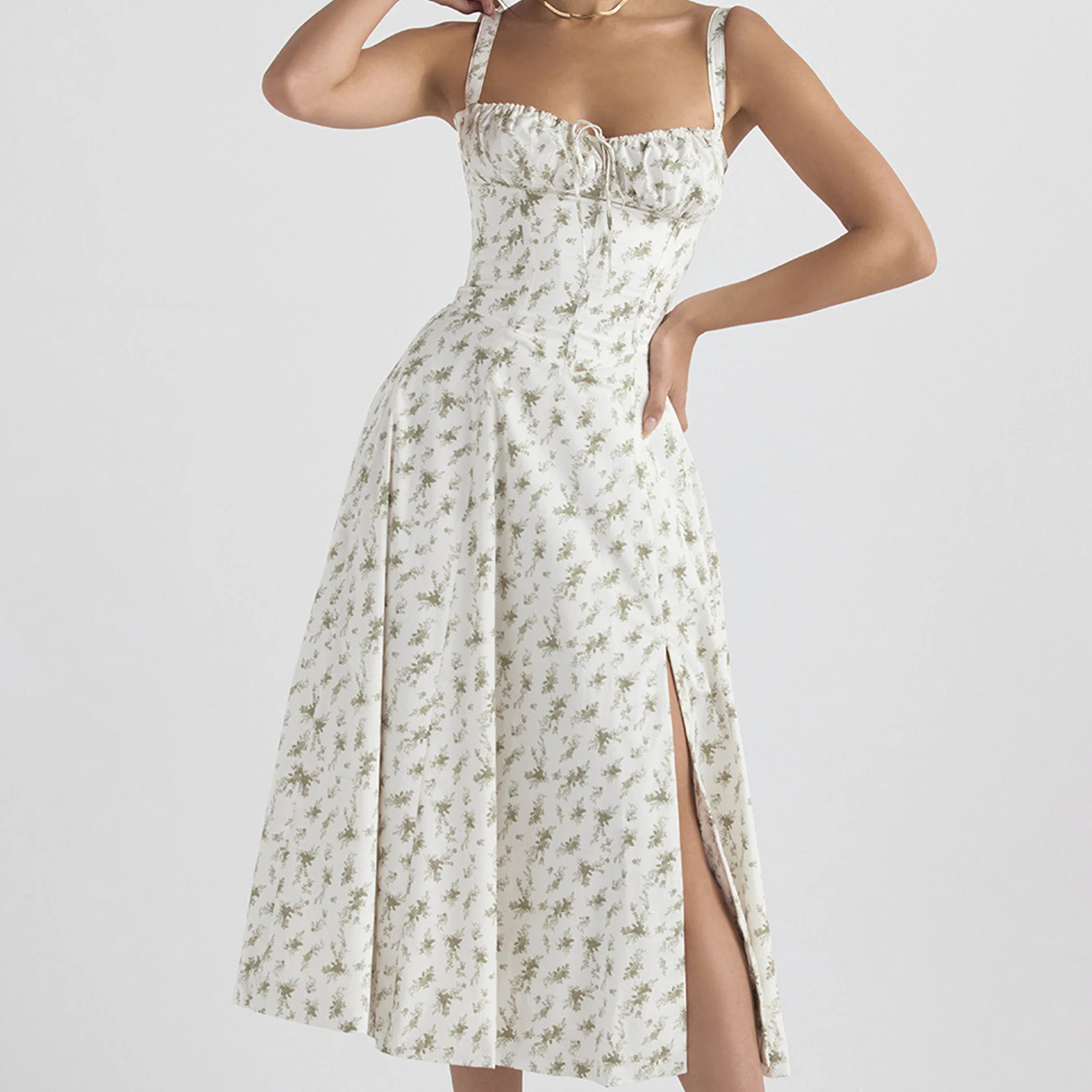 Fashion Spaghetti Strap Dress Lace Up Women A-line Midi Dress Floral Print Backless Temperament Sleeveless Cocktail Party
Fashion Spaghetti Strap Dress Lace Up Women A-line Midi Dress Floral Print Backless Temperament Sleeveless Cocktail Party