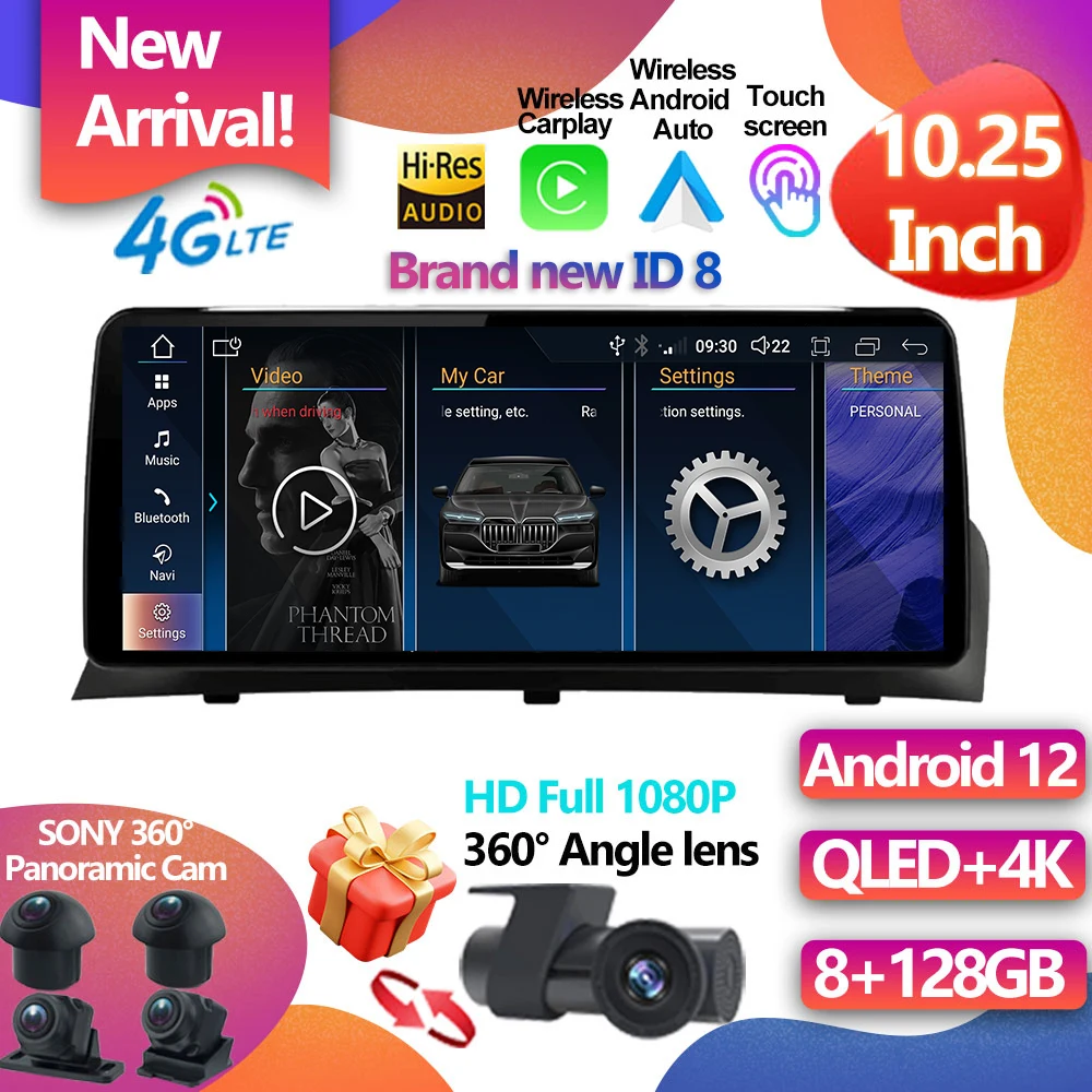 Для BMW X3 F25 X4 F26 10 25-дюймовый IPS-экран Android 12 автомобильный мультимедийный плеер CIC NBT