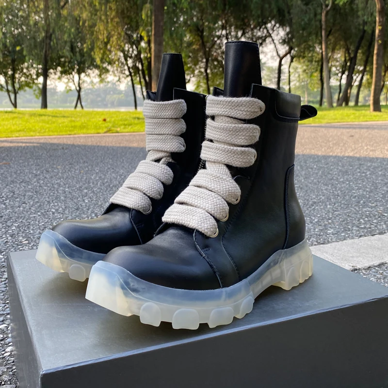 New European and American Trend Men's Boots Leather Transparent Platform Dark Punk Mid-tube Cargo Boots
New European and American Trend Men's Boots Leather Transparent Platform Dark Punk Mid-tube Cargo Boots