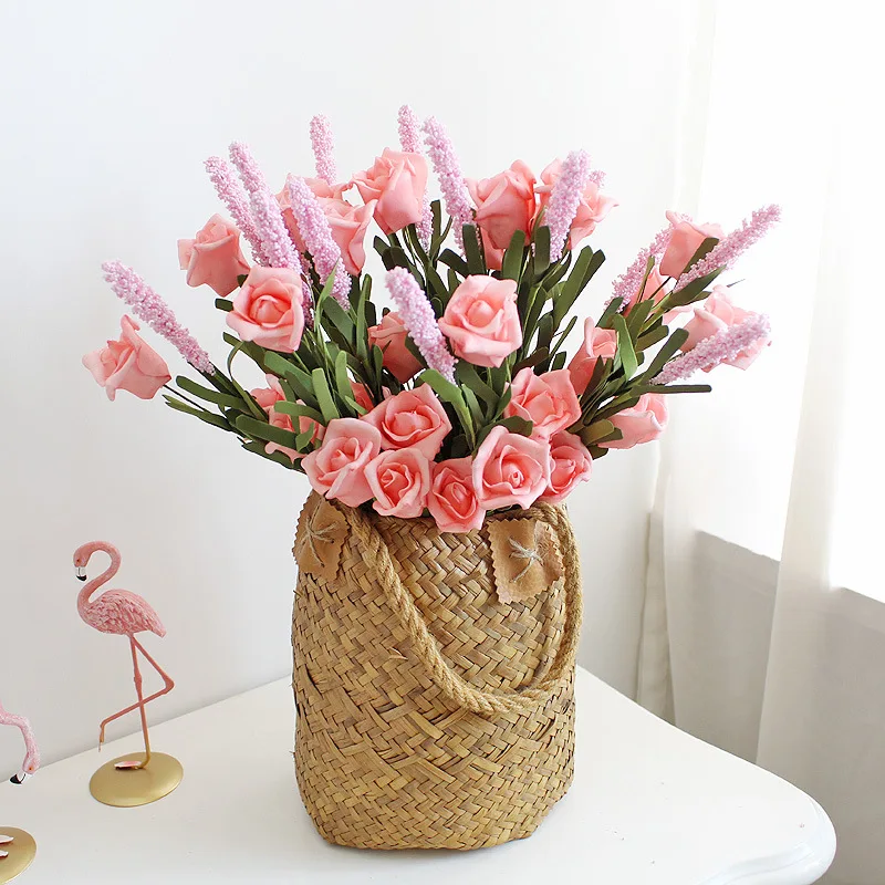 

Искусственный цветок лаванды, 1 шт., Роза из полиэтилена, резиновый цветок на ощупь, искусственный букет, искусственный цветок, украшение для дома и свадьбы в помещении