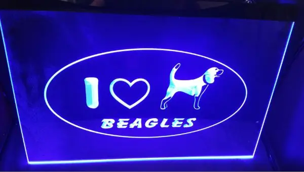 pe04 I Love Beagle Dog Pet Shop LED Neon Light Sign Wholesale Dropshipping home decor shop crafts |