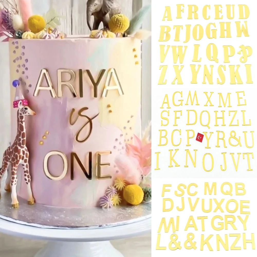 New Gold Mirror Acrylic English Letter Set Cake Topper for Cake Decorations Happy Birthday Wedding Cupcake Topper Party Supplies
New Gold Mirror Acrylic English Letter Set Cake Topper for Cake Decorations Happy Birthday Wedding Cupcake Topper Party Supplies