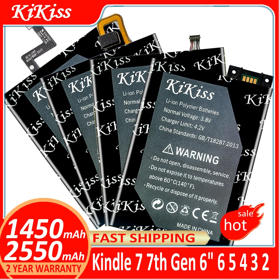 

KiKiss Battery For Amazon Kindle 7 7th Gen 6" 6 5 4 3 2 WP63GW 265360 MC-265360 D01100 D00901 DX DXG D00511 D00701 D00801