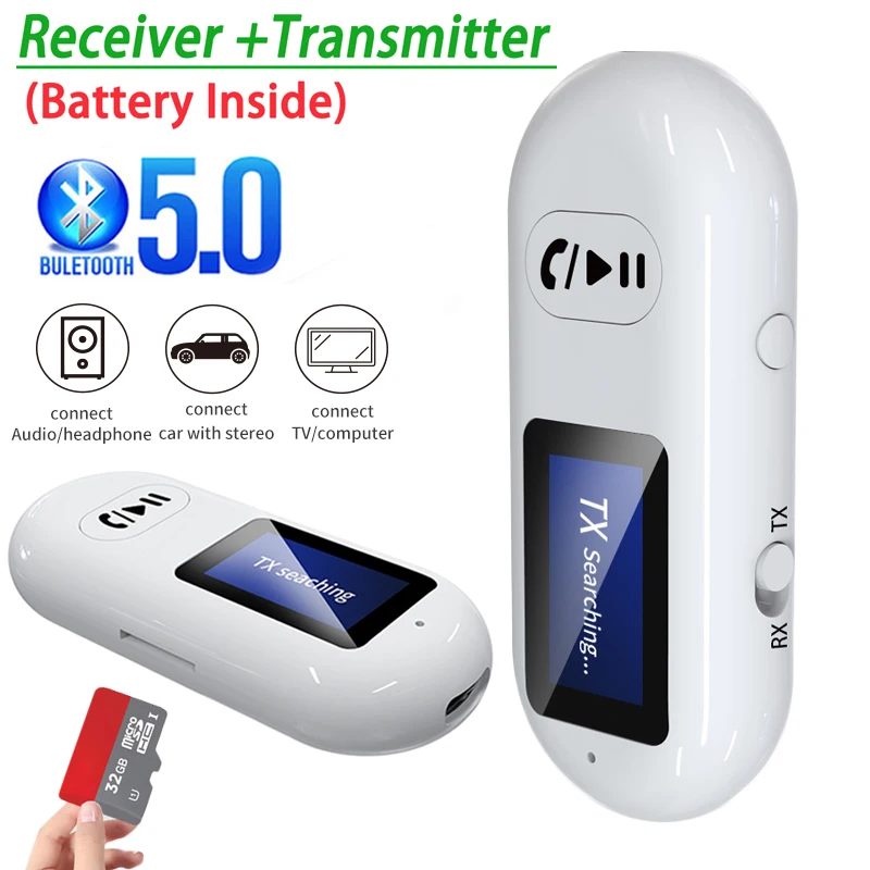 2-in-1 Bluetooth 5.0 Transmitter Receiver Wireless 3.5mm AUX Audio Adapter TF Card Handsfree MP3 Player for TV Car Speaker
2-in-1 Bluetooth 5.0 Transmitter Receiver Wireless 3.5mm AUX Audio Adapter TF Card Handsfree MP3 Player for TV Car Speaker