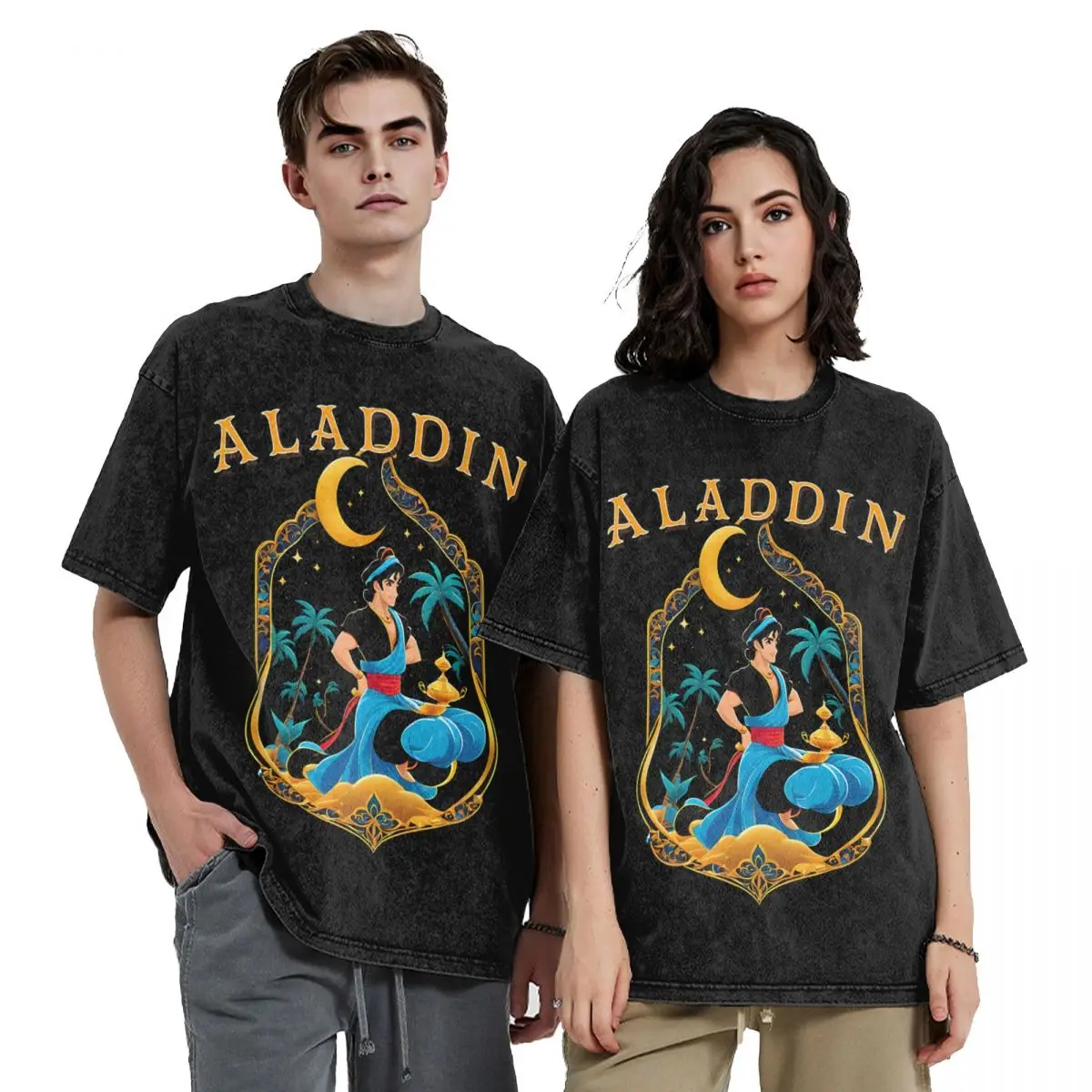 Мужские футболки Aladdin из 100% хлопка женская футболка с круглым вырезом летние топы