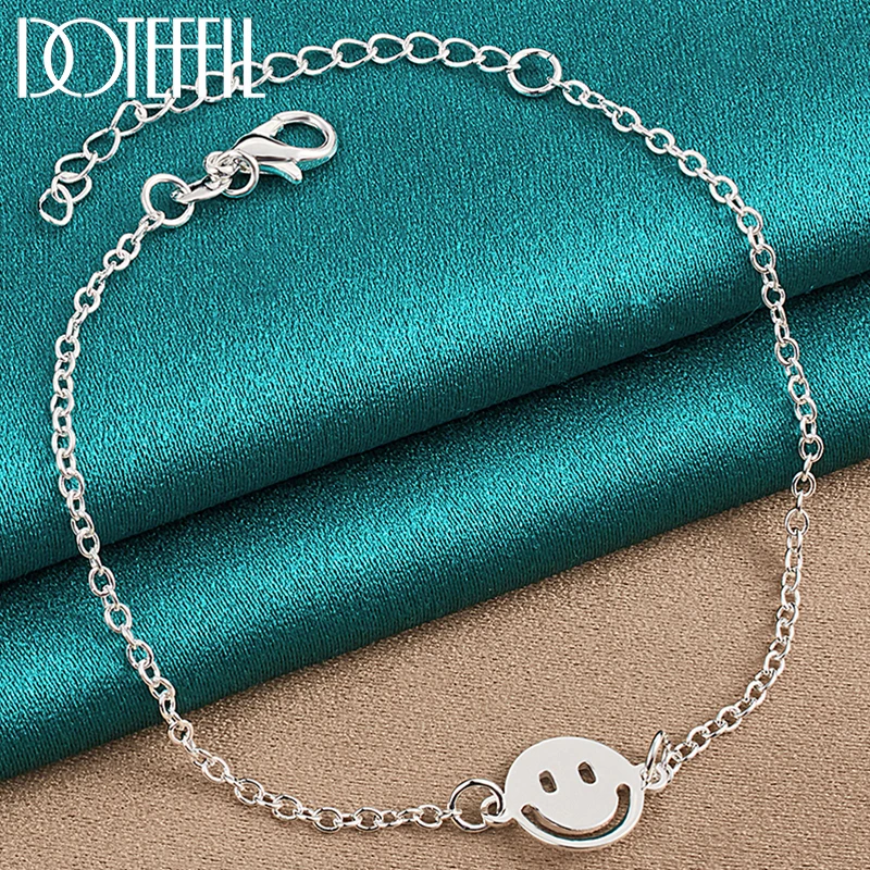 DOTEFFIL 925 Sterling Silver Smiling Face Bracelet Chain For Women Fashion Wedding Engagement Party Charm Jewelry
DOTEFFIL 925 Sterling Silver Smiling Face Bracelet Chain For Women Fashion Wedding Engagement Party Charm Jewelry