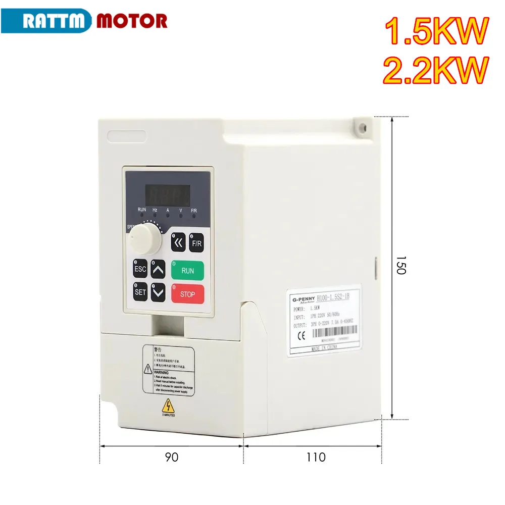 【EU / US】1.5KW 2.2KW 220V 1000Hz Inverter CNC spindle motor speed control VFD Variable Frequency Drive 
【EU / US】1.5KW 2.2KW 220V 1000Hz Inverter CNC spindle motor speed control VFD Variable Frequency Drive