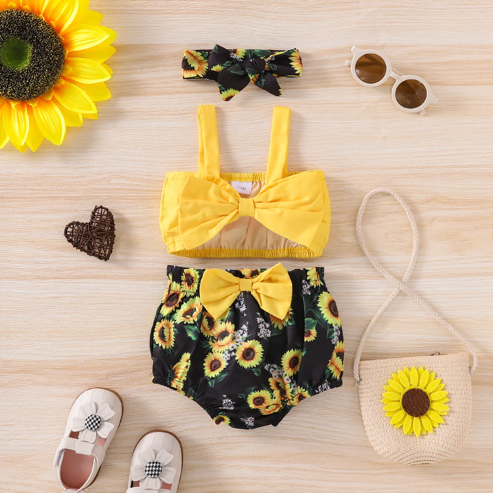 Toddler Infant Baby Girls Clothes Set Bow Suspender Top Shirt Leopard Sunflower Print Briefs Summer New Fashion Outfits Set
Toddler Infant Baby Girls Clothes Set Bow Suspender Top Shirt Leopard Sunflower Print Briefs Summer New Fashion Outfits Set