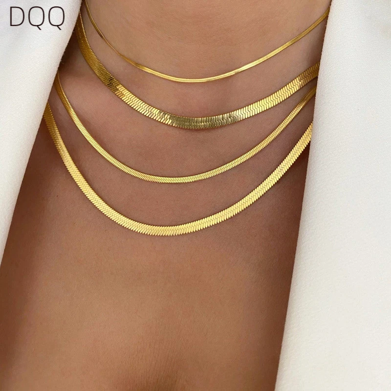 DQQ Lady Necklace Choker Stainless Steel Herringbone Unisex Snake Chain Gold Silver Color Chains For Women Jewelry
DQQ Lady Necklace Choker Stainless Steel Herringbone Unisex Snake Chain Gold Silver Color Chains For Women Jewelry