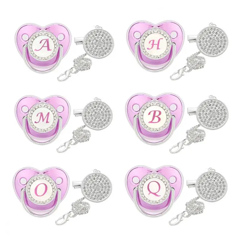 New Purple Point Drill 26 Initial Letter Baby Pacifier with Chain Clip Newborn Dummy Soother Baby Shower Gifts
New Purple Point Drill 26 Initial Letter Baby Pacifier with Chain Clip Newborn Dummy Soother Baby Shower Gifts