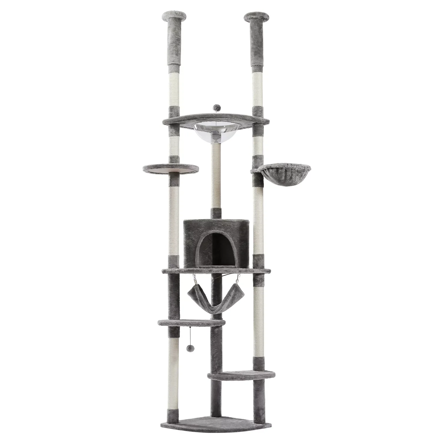 Tall Cat Tree Tower with Scratching Post Adjustable Height Multi-layer Platform with Soft Hammocks Condo Transparent Nest
Tall Cat Tree Tower with Scratching Post Adjustable Height Multi-layer Platform with Soft Hammocks Condo Transparent Nest