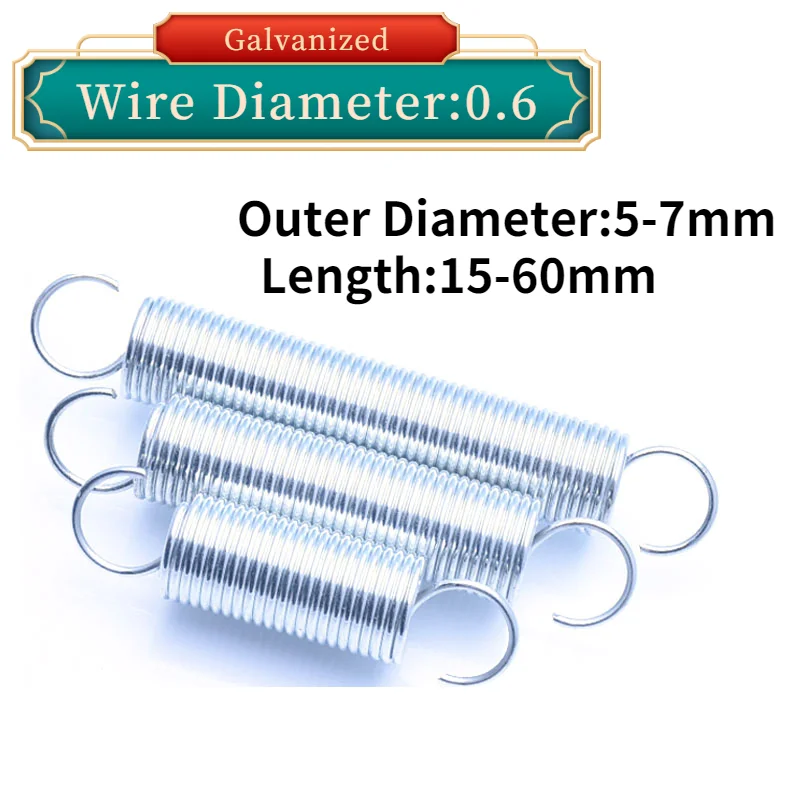 Wire Diameter:0.6 Galvanized Spring Open Hook Pullback Spring with Hook Tension Spring Outer Diameter:5-7mm Length:15-60mm
Wire Diameter:0.6 Galvanized Spring Open Hook Pullback Spring with Hook Tension Spring Outer Diameter:5-7mm Length:15-60mm