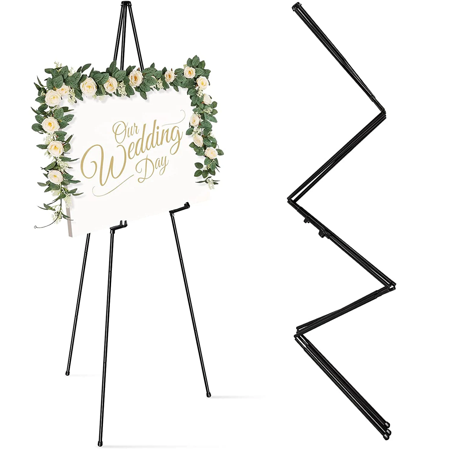 Easel Stand, 63" Adjustable Easels for Display Floor Easel for Wedding, Poster, Baby Shower,Black Metal Folding Display Easel
Easel Stand, 63" Adjustable Easels for Display Floor Easel for Wedding, Poster, Baby Shower,Black Metal Folding Display Easel