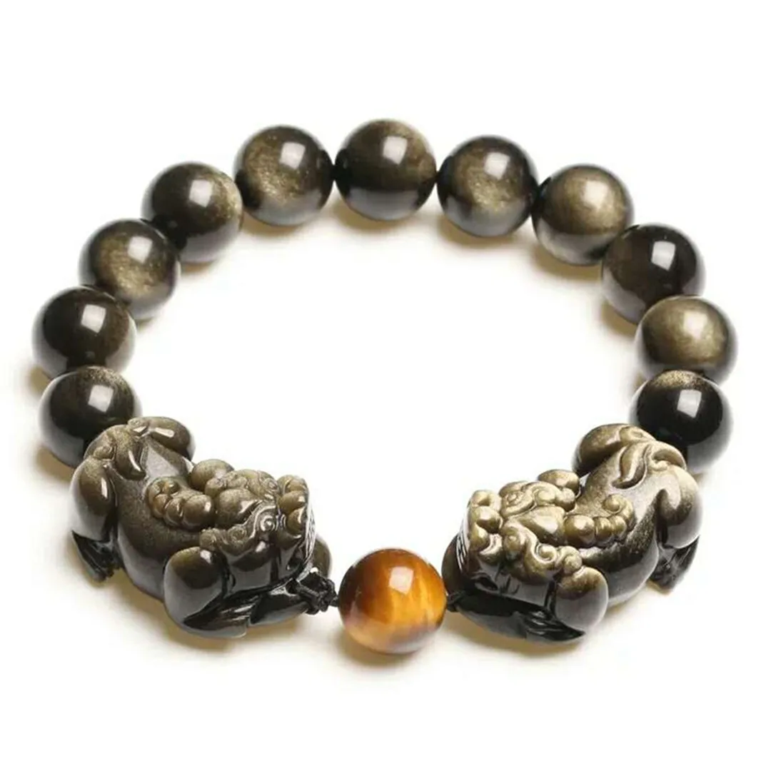 Natural Gold Obsidian Bracelet Jewelry For Woman Men Reiki Crystal Stone Pi/Xiu PiYao Round Beads Gemstone Strands AAAAA 10-16mm 
Natural Gold Obsidian Bracelet Jewelry For Woman Men Reiki Crystal Stone Pi/Xiu PiYao Round Beads Gemstone Strands AAAAA 10-16mm
