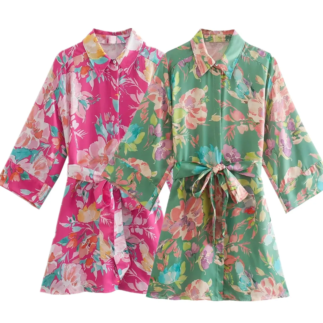 Jenny&Dave Fashion Floral Print Sashes Long Shirt Dress Tropical Silk Casual Mini Dress Women
Jenny&Dave Fashion Floral Print Sashes Long Shirt Dress Tropical Silk Casual Mini Dress Women