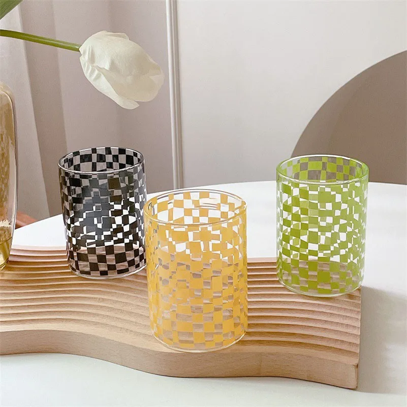 300ML Checkerboard Plaid Drinkware Glass Water Cup Glass Heat-resistant Glass Mug Wine Coffee Cup Denim Cup
300ML Checkerboard Plaid Drinkware Glass Water Cup Glass Heat-resistant Glass Mug Wine Coffee Cup Denim Cup
