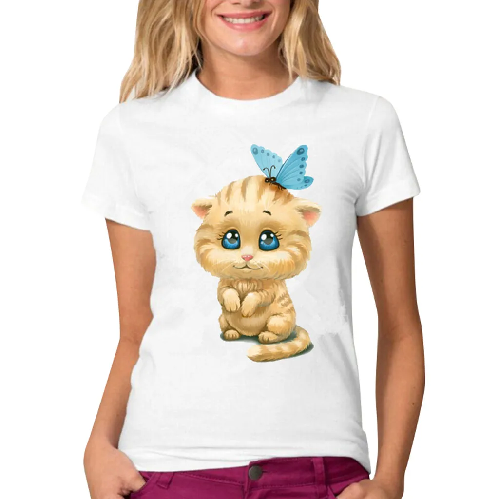 Cute Neck Cartoon Women Print Sprouting Sleeved Short Round T-shirt Cat White Women's Blouse Dark Purple Tee Shirt
Cute Neck Cartoon Women Print Sprouting Sleeved Short Round T-shirt Cat White Women's Blouse Dark Purple Tee Shirt